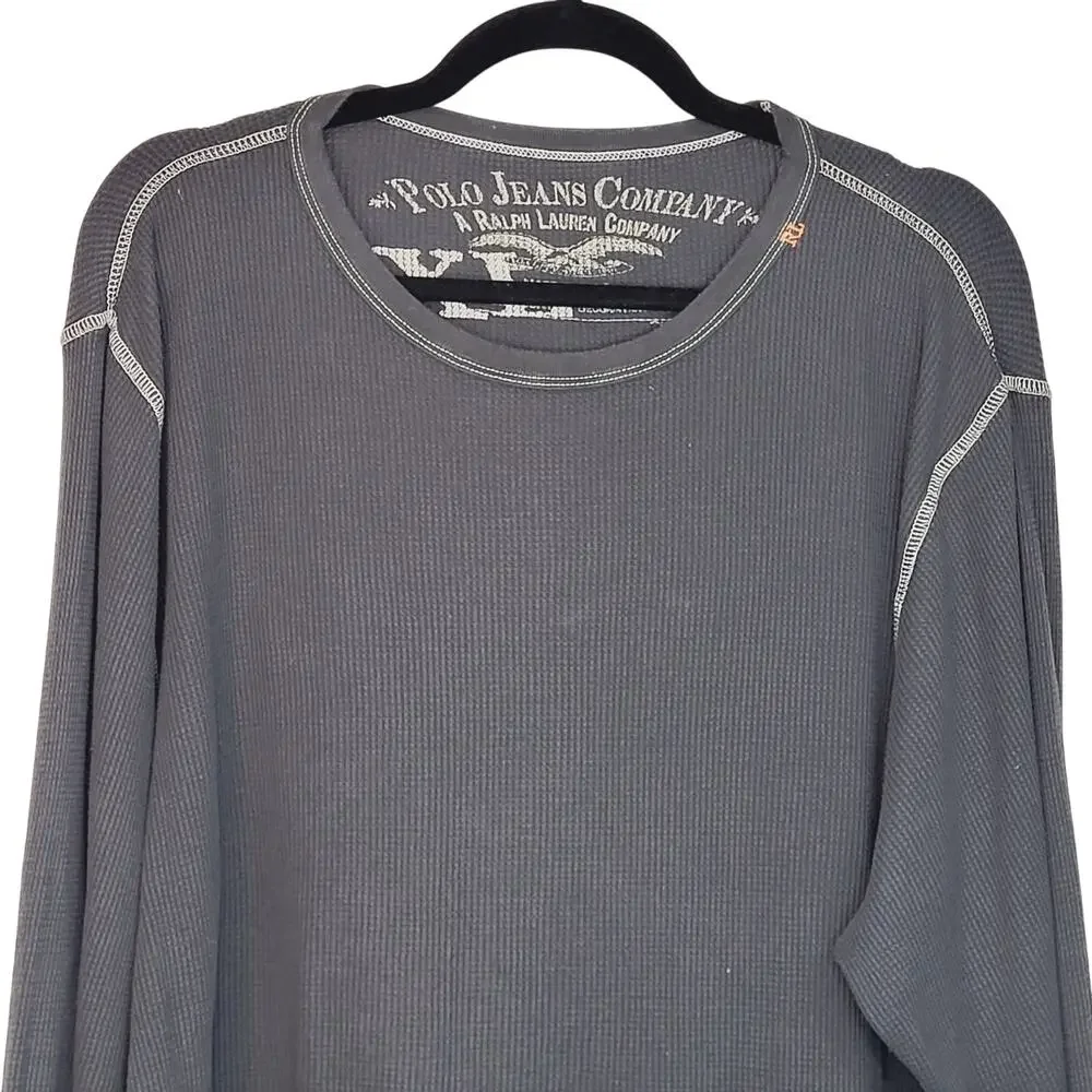 Ralph Lauren Polo Jeans Company Gray Long Sleeve Waffle Weave Shirt Mens Size XL